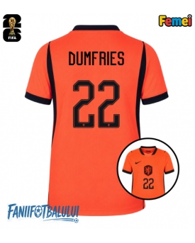 Țările de Jos Denzel Dumfries #22 Echipament de Fotbal Replică Mondial 2026 Femei Acasa